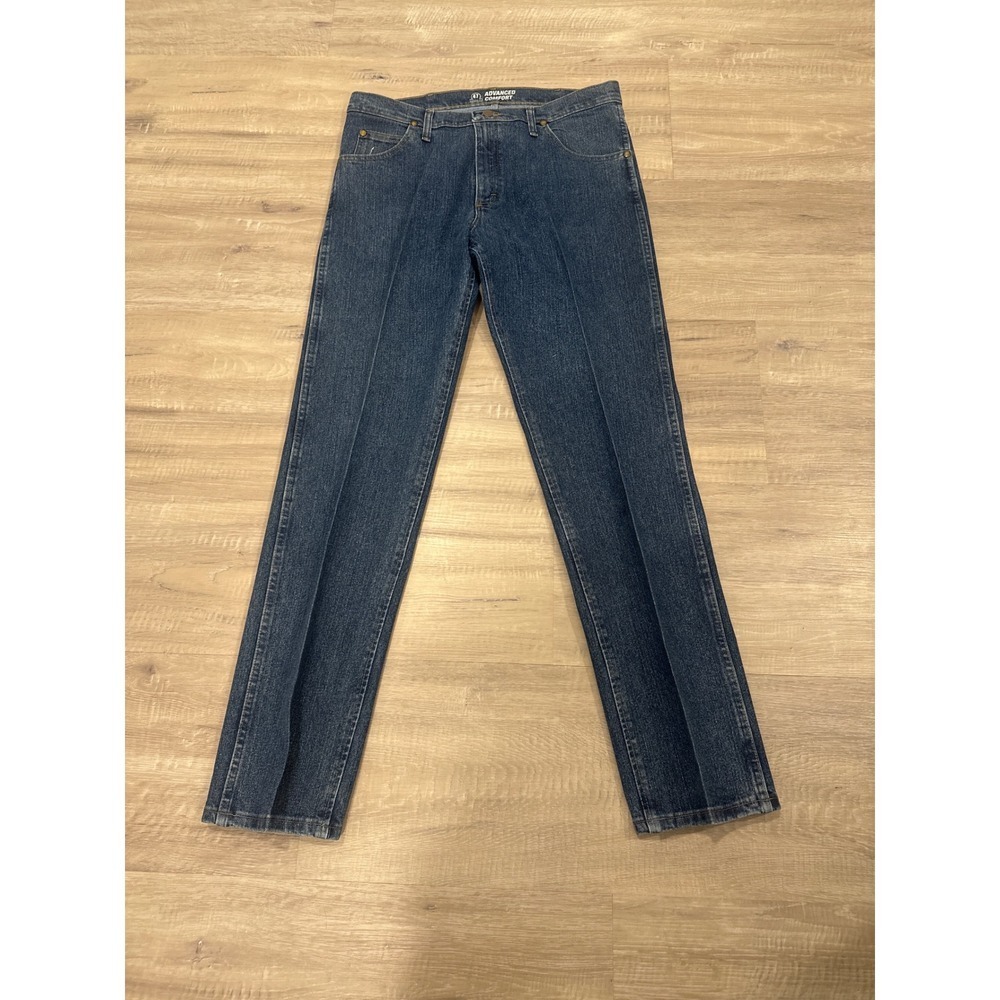 Wrangler 47 Advanced Comfort Regular Fit Jeans Mens Size 34x32 Blue Denim work